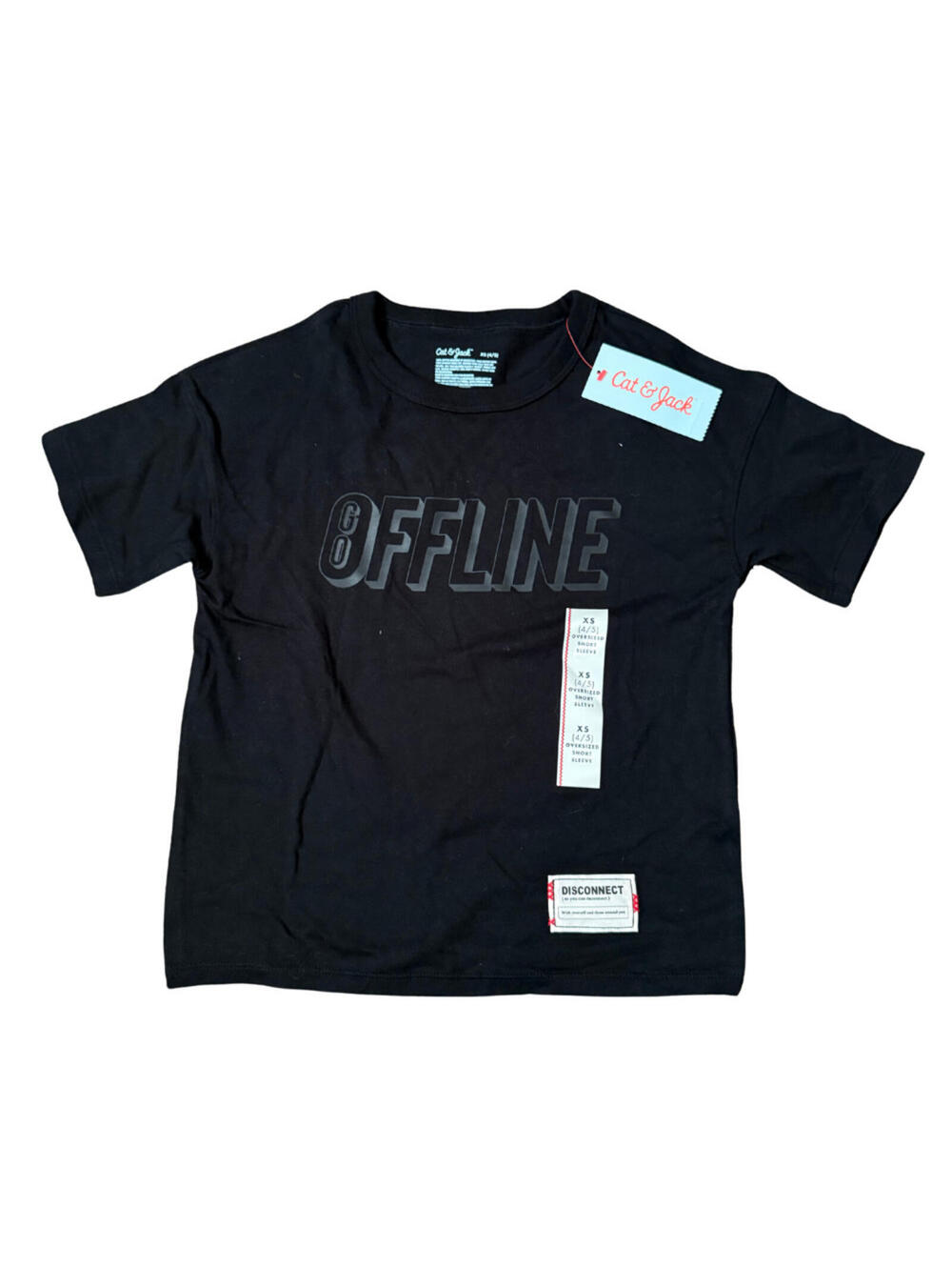 Kids Cat & Jack “Go Offline” Graphic Short‑Sleeve Tee – XS (4/5) New